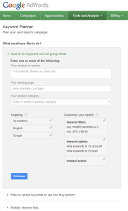 Keyword Planner, le nouveau générateur de mots-clés d'Adwords