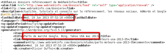 Logiciel de veille automatique: flux RSS webrankinfo