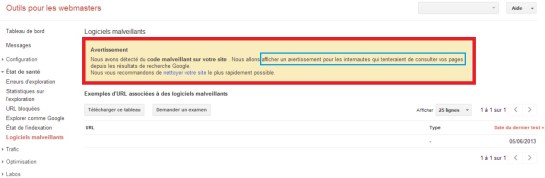 Message d'avertissement de logiciel malveillant | Image AUTOVEILLE