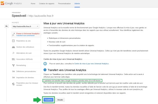 AUTOVEILLE Universal Analytics - Transfert